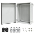 Junction Box IP65 Waterproof Electrical Box Outdoor ABS Plastic Project Box Hinged Shell Universal Enclosure Box with Mounting Plate, Wall Brackets, Cable Glands 15.7" x 11.8" x 7.1"