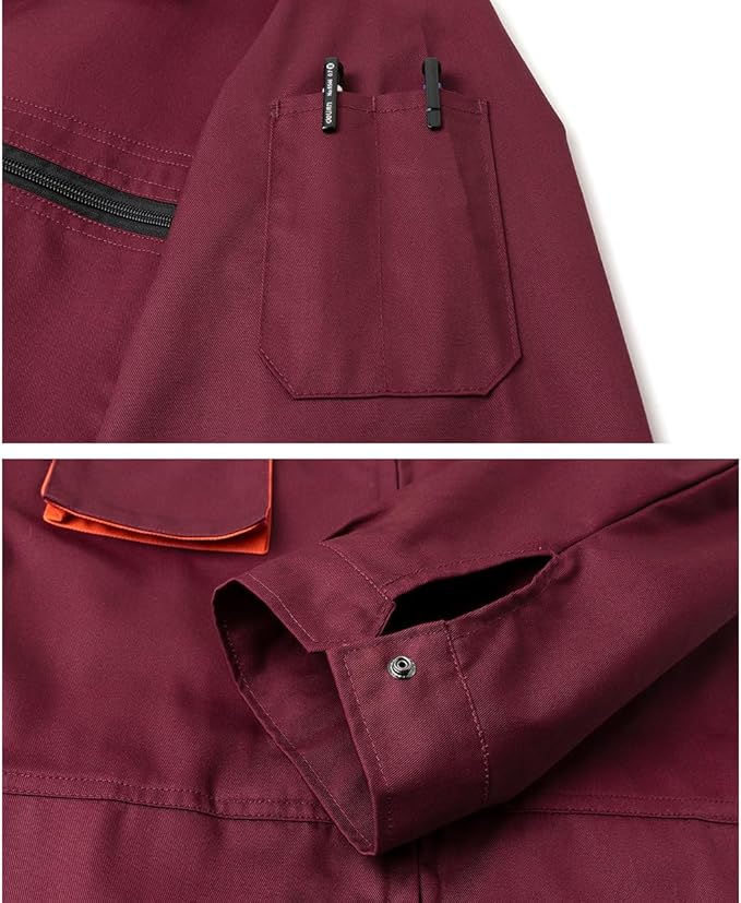 Men's Coveralls Mechanic Work Jumpsuit Multi Pockets Overalls Long Sleeve Workwear Coverall