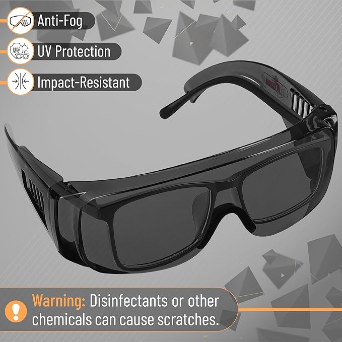 UNCO- Safety Goggles Over Glasses, Protective Goggles, Anti Fog, Work, Safety Glasses Over