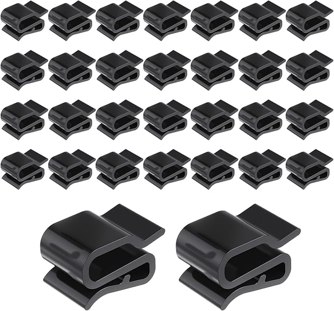 30 Pcs Trailer Wire Clips Photovoltaic Clamp Plastic Wires Clip Trailer Frame Wire Clips 25 * 15mm Black Outdoor Solar Panel Double Wires Clamps for PV Wiring Boat Cable