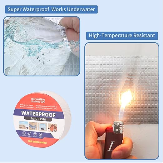 2" W X 32.8'L Waterproof Tape for Leaks Aluminum Butyl Tape with Adhesive for RV Repair, Glass Repairs, Air Mattress Patch, Window Caulking, Boat Sealing, Roof Patching