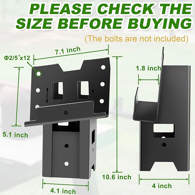 Deer Stand Brackets, Outdoor 4x4 Compound Angle Brackets, Elevator Bracket for Deer Stand, Hunting Blinds, Shooting Shack, Observation Decks, Outdoor Platforms, Set of 4