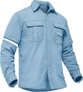 TACVASEN Men's Convertible Long Sleeve Fishing Shirts Lightweight Quick Dry Button Up Tactical Sun Shirts for Safari Hiking