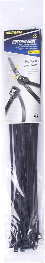 Gardner Bender 45-308UVBSC Nylon Self-Cutting Cable Tie, 8 inch, 50 lb. Tensile, Twist-Off Tail, Zip Tie, 20 Pk., UV Resistant Black