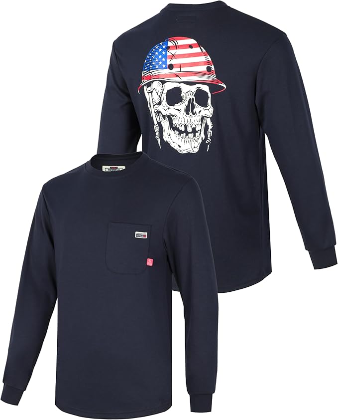 TICOMELA FR Shirts for Men Flame Resistant Shirt NFPA2112/CAT2 7oz Fire Retardant Men's Long Sleeve Henley Shirts