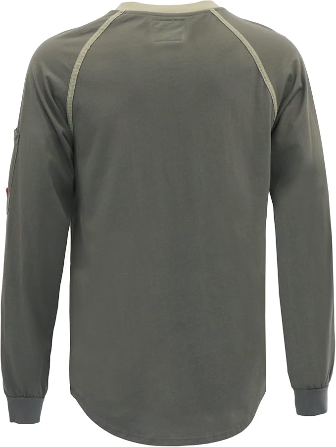 TICOMELA FR T Shirt Flame Resistant Shirt 5.5oz 100% Cotton Light Weight Workwear Men's Long Sleeve Henley Shirts