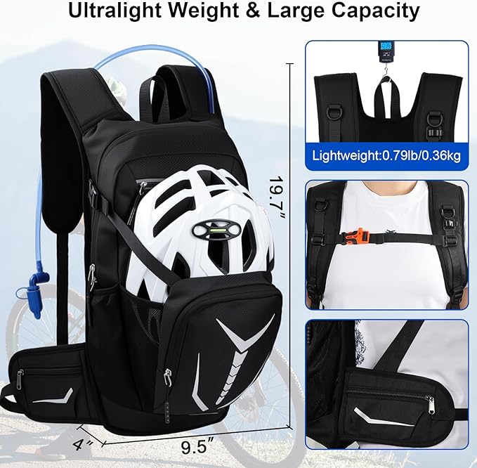 Insulated Hydration Backpack with 3L Water Bladder - 18L Leak-Proof Hiking Daypack, Lightweight Water Backpack for Men & Women, Gear for Running, Cycling, Rave Festivals & Outdoor Sports
