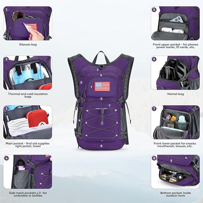 Maelstrom Hydration Hiking Backpack with 2L/3L Water Bladder, High Flow Bite Valve Water Backpack Men Women Lightweight Insulation for Hiking, Cycling, Running, Climbing, Camping