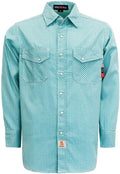 BOCOMAL FR Shirts for Men Printed Plaid Flame Resistant Clothing 6.5oz Cotton Button Up Welding Shirts NFPA2112 CAT2