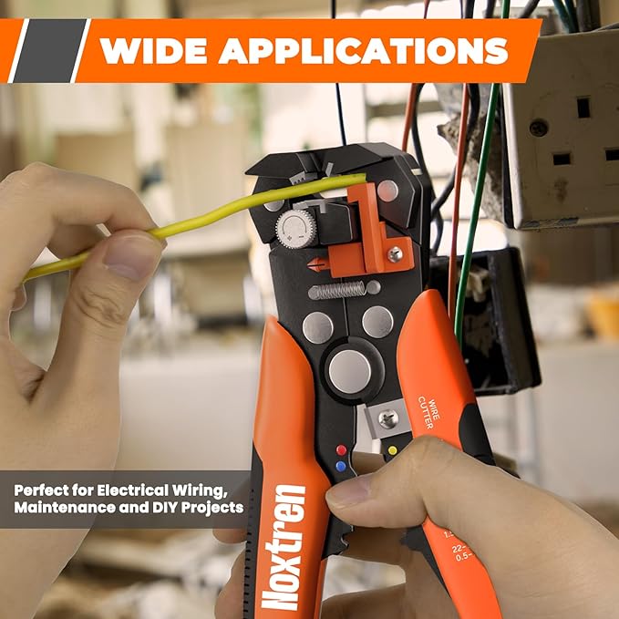 Wire Stripper and Crimping Tool, AWG 24-10 Self-Adjusting Stripper Tool with AWG 22-10 Ratcheting Wire Terminal Crimper for Heat Shrink Wire Connectors