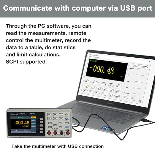 Abestop ADM1041 Multimeter, Bench Multimeter Tester, 1000V DC Voltage Tester and 10A AC/DC Current, True RMS, Resistance, Frequency, Capacitance, Diode, Continuity for Multiple Testing