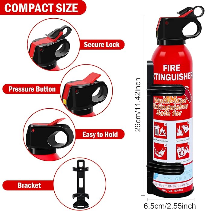 8 Pack Fire Extinguisher for Home, Kitchen, Car, and Grill,Ompact Water-Based A, B, C, K Extinguisher with Portable Non-Toxic Prevent Re-Ignition Easy Clean