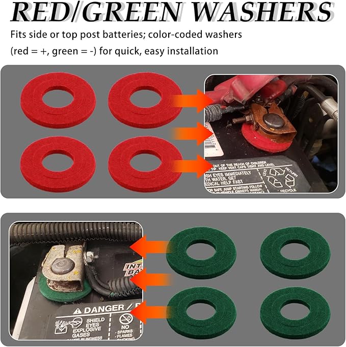 40PCS Felt Car Battery Terminal Protector,Positive and Negative Felt Washers for Car Battery Terminal to Extend Batteries Life,Durable Cars Batteries Protector Cars Accessories