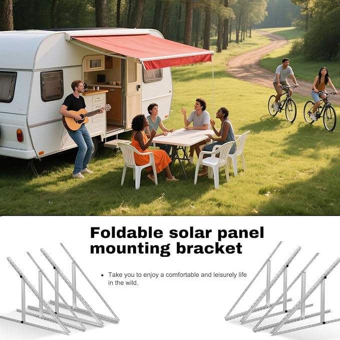 8 Pack 45inch Adjustable Solar Panel Tilt Mount Brackets with Foldable Tilt Legs for 45" Panels | 2400Pa Windproof Adjustable Brackets Kit for RV/Roof/Ground Fits EcoFlow/Jackery/Bouge RV