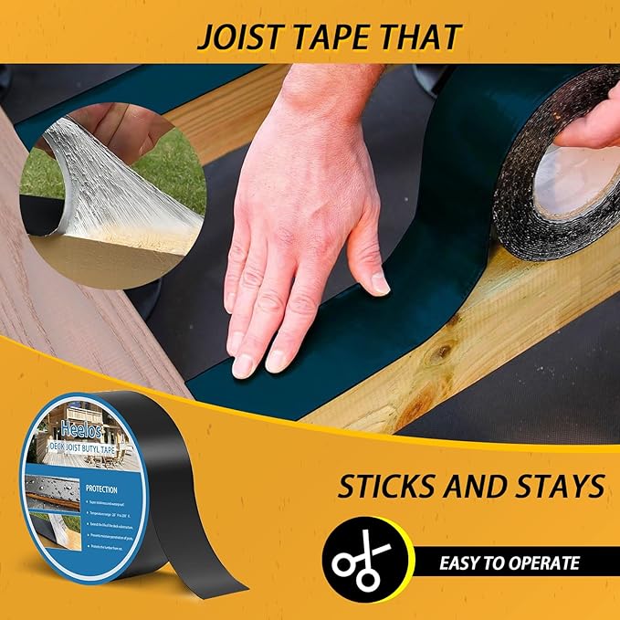 Joist Tape for Decking 1-5/8''×50',20 Pack Weather-Resistant Butyl Deck Joist Tape,Waterproof Joist Decking Tape for Flashing Deck Joists and Beams Building Joists, Black