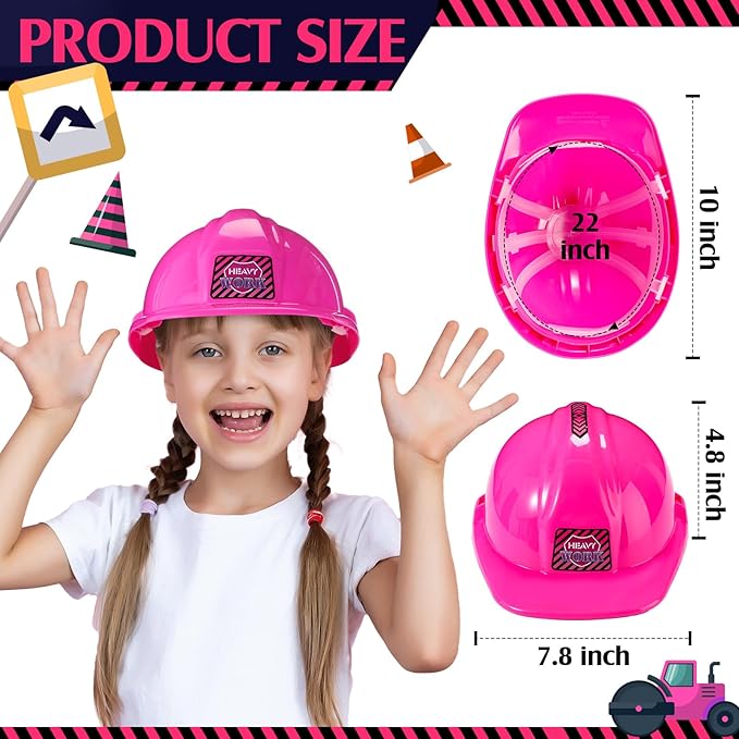 6 Pcs Construction Hats Plastic Hard Hat Construction Worker Hat Helmet for Girl Boy Engineer Building Theme Party