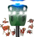 360° Solar Ultrasonic Animal Repellent Outdoor, Deer Repellent Devices with Flash Lights, Animal Deterrent Devices Outdoor for Squirrels, Snakes, Cats, Dogs, Rabbits, Opossums, Coyotes, Raccoons