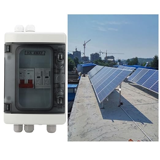 DC Solar Disconnect Switch, PV DC Miniature Circuit Breaker with IP65 Distribution Box for Solar Panels, 500V Photovoltaic Electrical Isolator Switch for Outdoor Use (32A)
