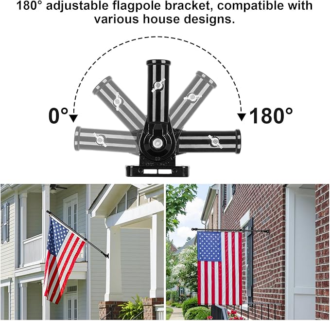 6FT Carbon Fiber Flag Pole, Flagpole for Outside House, Porch Flagpoles, Tangle Free Black Flag Pole Kit, Wind-Resistant, Bend-Resistant, Rust-Free (Includes Bracket, 3K Carbon Fiber)