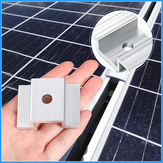 12 Pack Solar Panel Mid Clamps 1.06 Inch Solar Panel Bracket Aluminium Mounting Accessories Aluminum Solar Mid Clamp for Solar Panel Mounting Solar Panel Mid Clamp