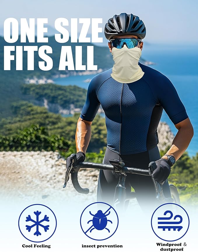 JHYWELL Cooling Neck Gaiter Face Mask, UV Protection Masks Gator, Windproof Bandana for Skiing, Fishing, Hiking, Cycling