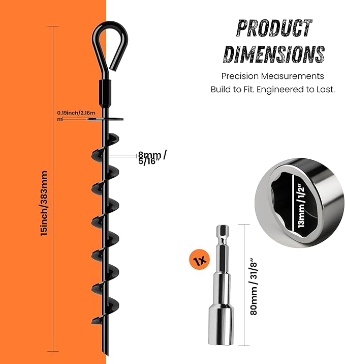 Ground Anchor Stakes (Ground Anchors Pro, 4 Pack Heavy Duty, Ground Anchors Screw in, Swing Set Anchors, Trampoline Anchors High Wind Heavy Duty for Camping Tents, Car Ports, Swing Sets, Canopies.)