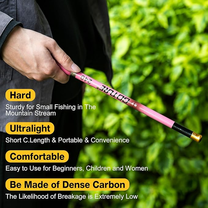 Goture Telescopic Mini Pocket Fishing Pole, Portable Fishing Hand Pole, Stream and Universal Fishing Rod, Ultralight High Strength Fishing Rods Fit for Beginners