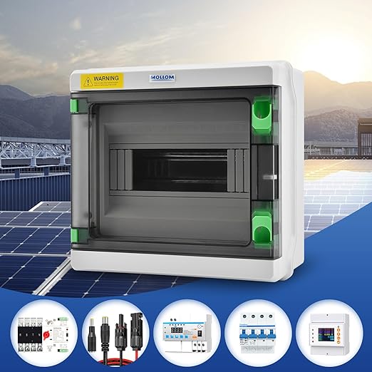 Mollom 9 Way HA Series Power Distribution Box with Bus Bars and Din Rail for Miniature Circuit Breaker MCB,Waterproof IP66,Solar Power Distribution Panel for Indoor and Outdoor Use