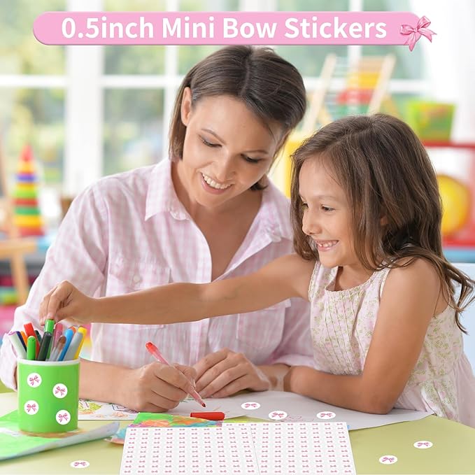 2400 Pcs Small Sticker for Kids,Mini Bow Sticker Cartoon Paper Small Decals Cute Self-Adhesive Stickers for Summer Party Envelopes Scrapbook Gifts DIY Supplies,0.5in（Bow）