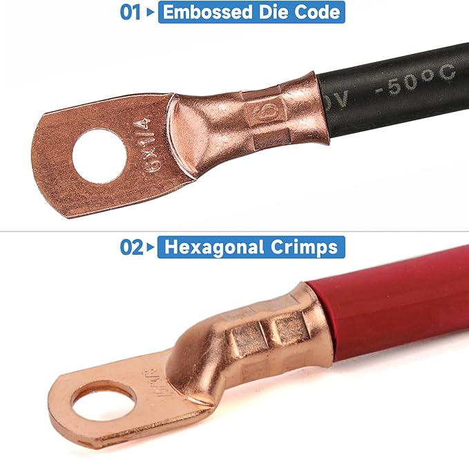 iCrimp IWS-50BN Battery Cable Crimper for 8, 6, 4, 2, 1, 1/0AWG Battery Cable Terminals and Lugs with Rotation Crimping Dies