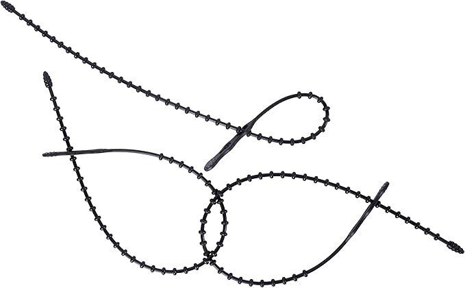 Gardner Bender 46-8BEADBK Beaded Cable Tie Wrap, 8 inch, 70 lb, Reusable, Adjustable Wire and Cord Management, 40 Pk, UV Resistant Black