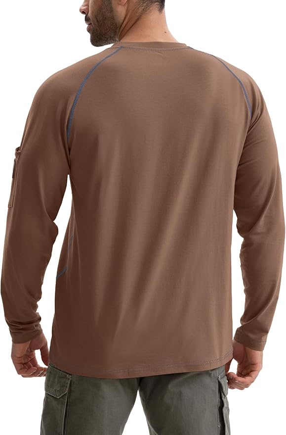 WORKWEYA FR Shirts for Men 6OZ Light Weight Welding Shirts Thumb Hole Stretch Breathable NFPA2112 CAT2 for Summer