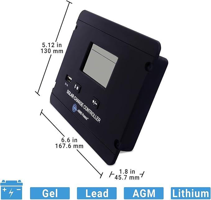 AIMS Power Flush Mount 30 Amp Solar Charge Controller 12/24V PWM
