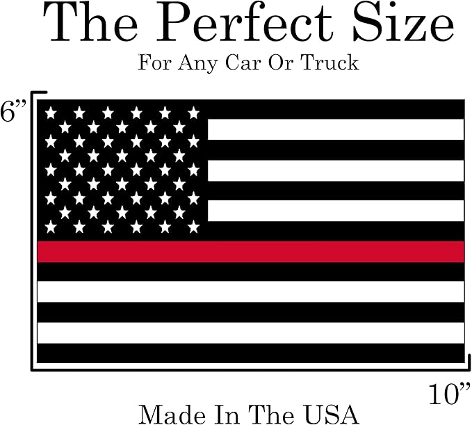 Large Firefighter Thin Red Line Flag Sticker Vinyl Decal for Car Truck Window Bumper Sticker Support for Firemen Fire Department (10x6 Inch)