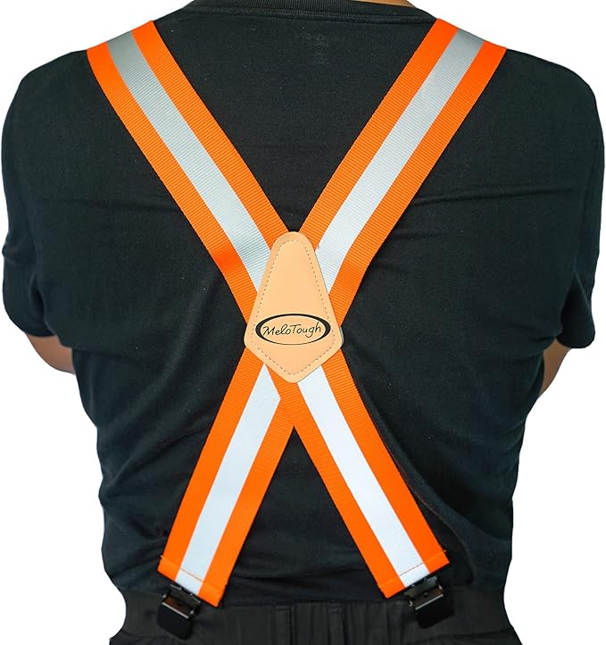 MELOTOUGH Reflective Safety Suspenders|Work Suspenders with Hi Viz Reflective Strip Hold Up Tool Belt Suspenders