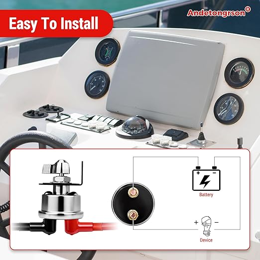 12-48V 200A Battery Disconnect Switch, Heavy Duty Manual Battery Isolator with Cables, Water-Resistant & Corrosion-Resistant for Car, RV, Truck, Boat, Marine, ATV