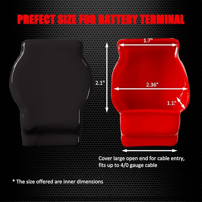 Ampper Top Post Flexible Battery Terminal Cover, Battery Terminal Clamp Insulator Protector W/Washers for Car, Vehicle, RV and Boat (Military Spec, 4 Sets)