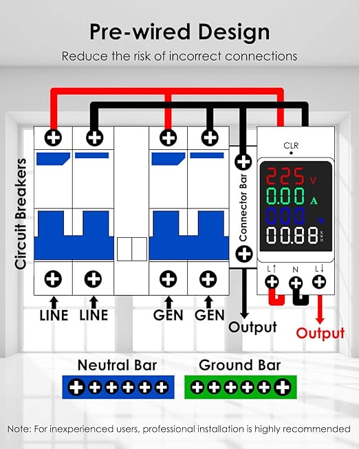 240V 60A Generator Transfer Switch, Prewired Transfer Panel with Multi-Function Digital Display, Manual Transfer Switch Kit for Portable Generators 15000 Watts, Easy Wiring
