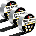 3 Pack Butyl Sealant Tape 1 1/2" X 60' - Double Sided - Black Vapor Barrier Butyl Tape for Wall of Crawl Space, Rv Windows, Deck Boat, Crawlspace (Waterproof, Weatherproof)