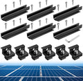 Anbte Solar Panel Bracket Kit, 6 Pcs 7.87 in Aluminium Solar Panel Mounting Rail 30mm/35mm Solar Panel End Clamps, Solar Panel Brackets for Metal Roof, Tin Roof, Flat Roof, Sheet Roof, Black