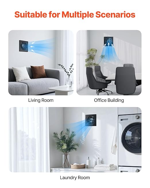 VEVOR Through-The-Wall Ventilation Fan with Cover, 205 CFM, 7-inch Diameter Exhaust Fan Hose, Adjustable Duct for Kitchen, Living & Laundry Room Workshop