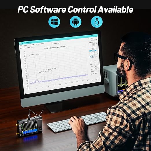 Portable TinySA Spectrum Analyzer, SEESII Upgraded V0.3.1 Tiny Frequency Analyzer with Antenna SMA Male to UHF Female Cables, 100kHz to 960MHz MF/HF/VHF UHF Input, 2.8'' Touchscreen Signal Generator