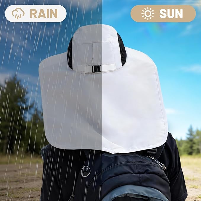 Solar Fan Hat Wide Brim Hat with Fan Sunscreene Neck Flap 3-Speed Outdoor Sun Hat for Fishing,Hiking,USB Solar Charging