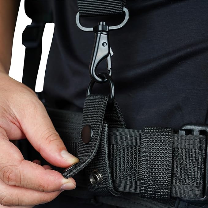 KUNN Tactical Duty Belt Suspenders with Metal Hook,Men Padded Police Harness for Duty Belt,Black