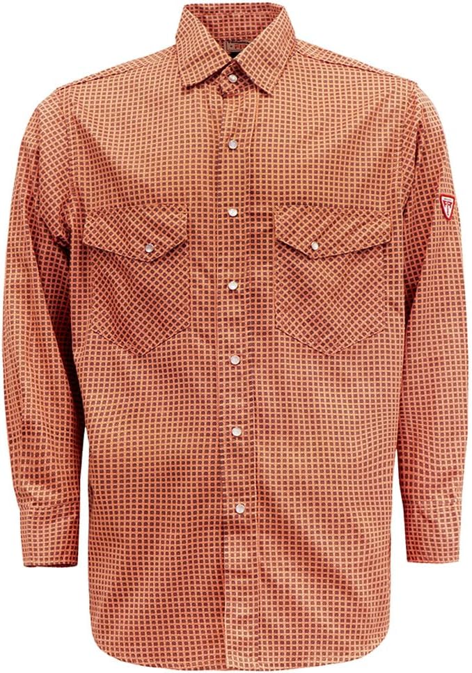 TICOMELA Men’s Mid-Weight FR Welding Shirt, 7.5oz 100% Cotton NFPA 2112 CAT2 – Flame-Resistant Button-Down Work Shirt
