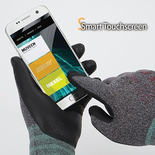 DEX FIT Nitrile Work Gloves FN330, 12 Pairs, 3D-Comfort Stretchy Fit, Firm Grip, Thin & Lightweight, Touch-Screen Compatible, Durable, Breathable & Cool, Machine Washable; Black Grey XXL (11)