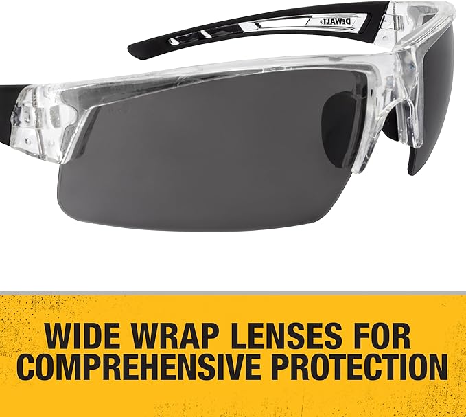 DEWALT DPG100T-2D Crosscut® Safety Glasses - Translucent Half Frame - Smoke Lens - ANSI Z87.1+ - 1 Pair