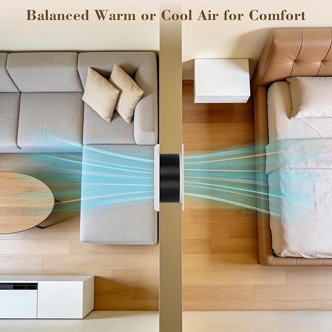 8" Through Wall Fan 305 CFM, Room to Room Air Transfer Fan, Reversible Airflow Design, Programmable Timer, Quietly Circulating Air for Home, Office, Closet, Laundry Room & More