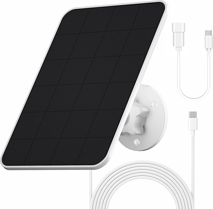 Solar Panel for eufy Camera,Security Camera,5V 4W Solar Panel for eufyCam 2/2 Pro,2C/2C Pro,E,soloCam E20/E40 Spotlight,IP65 Waterproof USB-C Solar Panel Charger for eufy with Micro USB & Rubber Plug