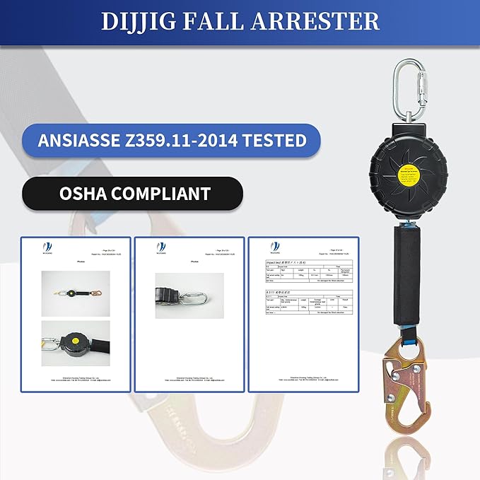 6 ft.Fall Protection Automatic Return Rope、Polyester Webbing, Swivel top, Steel Carabinerself retracting Lifeline Fall Protection Lanyard para construcción yoyo de seguridad auto Belay Device